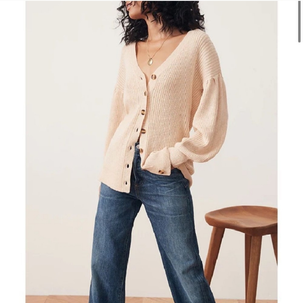 Revolve Song Of Style Vienna Button Front Ribbed Wool Knit Cardigan in I… - Picture 2 of 16